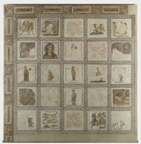 Mosaico a cassettoni con muse e scene mitologiche