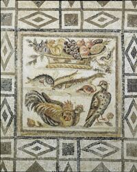 Mosaico pavimentale con natura morta