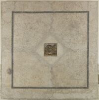 Mosaico pavimentale a emblema con gatto e anatre